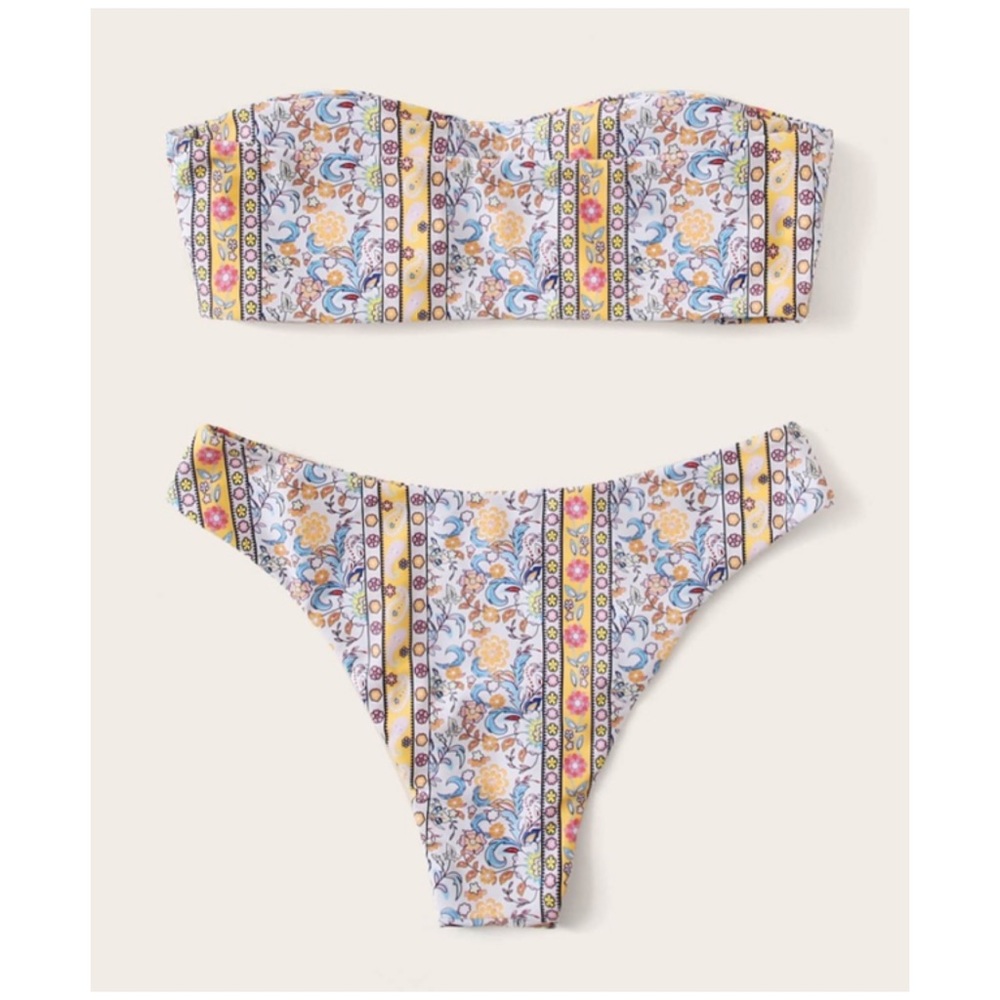 CLEARANCE Floral Tribal Boho Bandeau Bikini Swimsuit - Picture 3 of 7